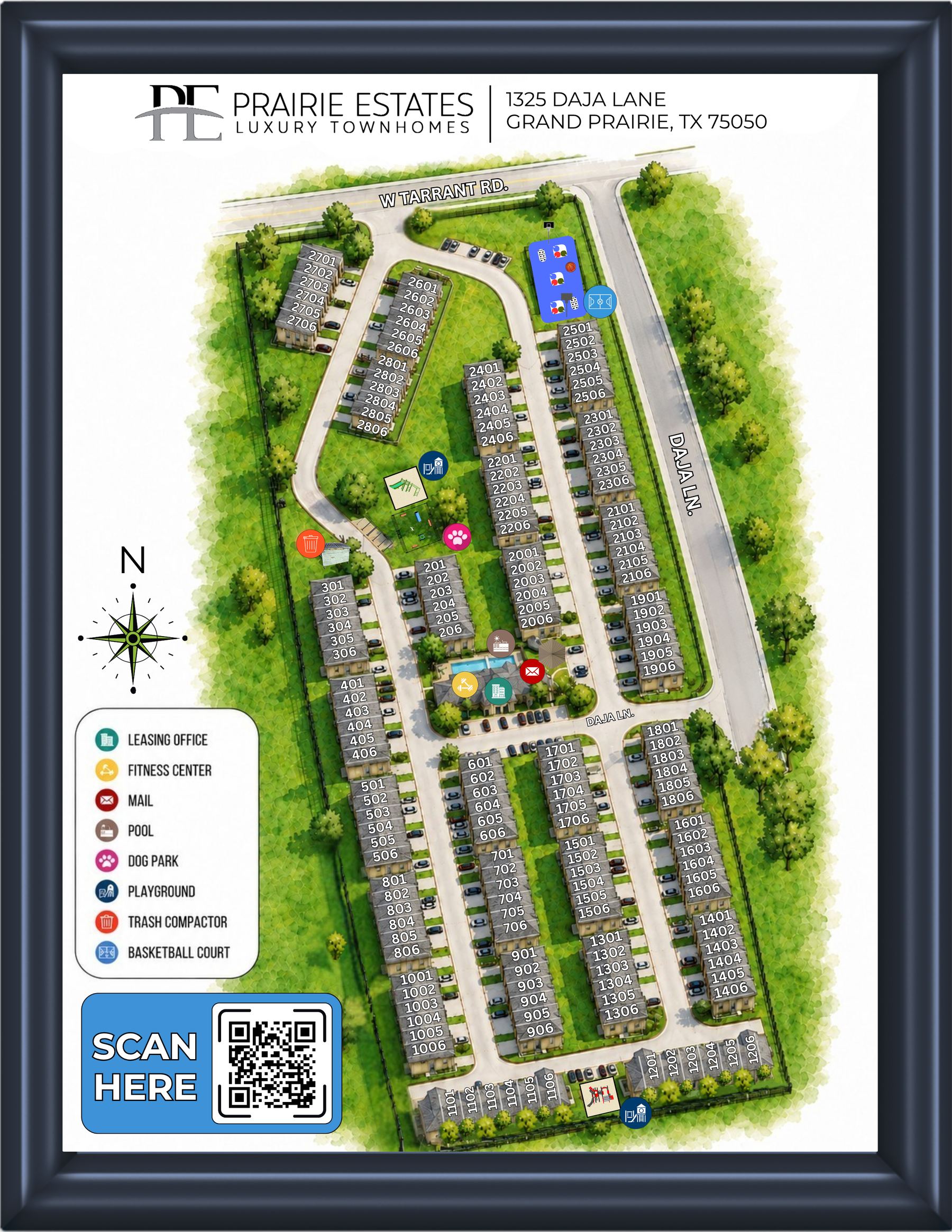 Prairie Estates community site map — building and unit layout, 1325 Daja Lane, Grand Prairie, TX 75050